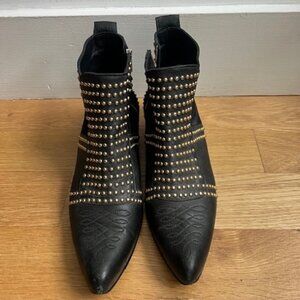 ANINE BING CHARLIE GOLD STUDDED ANKLE BOOTS